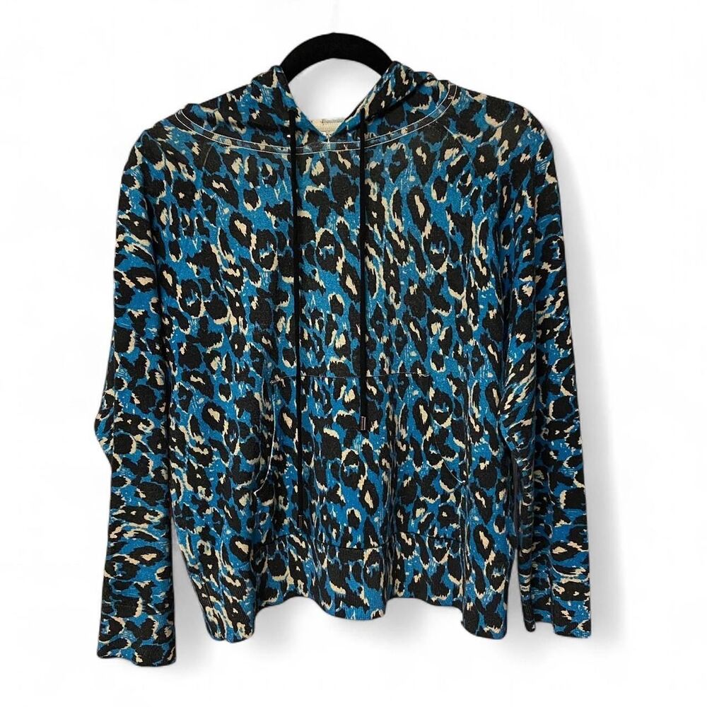 Interdee blue and black leopard print hooded jacket size S
